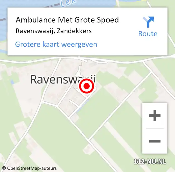 Locatie op kaart van de 112 melding: Ambulance Met Grote Spoed Naar Ravenswaaij, Zandekkers op 11 september 2021 00:38