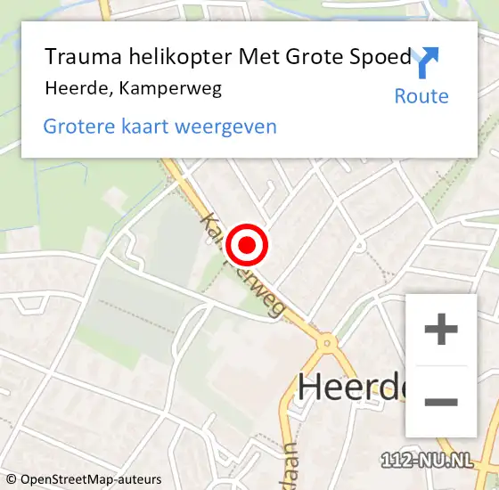 Locatie op kaart van de 112 melding: Trauma helikopter Met Grote Spoed Naar Heerde, Kamperweg op 11 september 2021 00:48