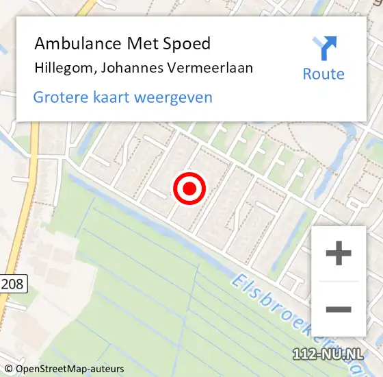 Locatie op kaart van de 112 melding: Ambulance Met Spoed Naar Hillegom, Johannes Vermeerlaan op 11 september 2021 01:38