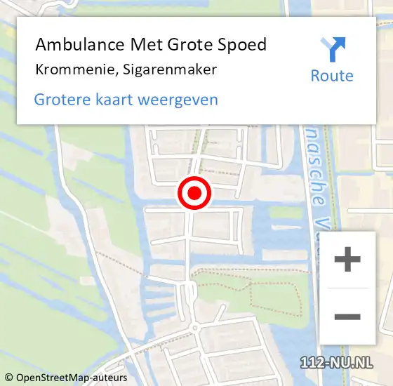 Locatie op kaart van de 112 melding: Ambulance Met Grote Spoed Naar Krommenie, Sigarenmaker op 11 september 2021 02:08