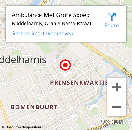 Locatie op kaart van de 112 melding: Ambulance Met Grote Spoed Naar Middelharnis, Oranje Nassaustraat op 11 september 2021 02:21