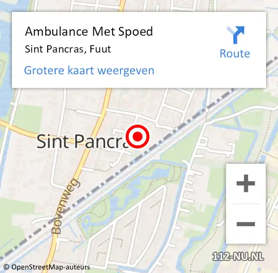 Locatie op kaart van de 112 melding: Ambulance Met Spoed Naar Sint Pancras, Fuut op 11 september 2021 02:55