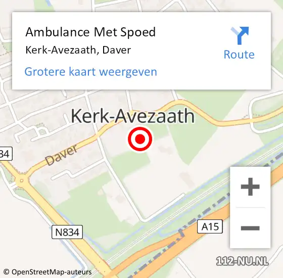 Locatie op kaart van de 112 melding: Ambulance Met Spoed Naar Kerk-Avezaath, Daver op 11 september 2021 03:00