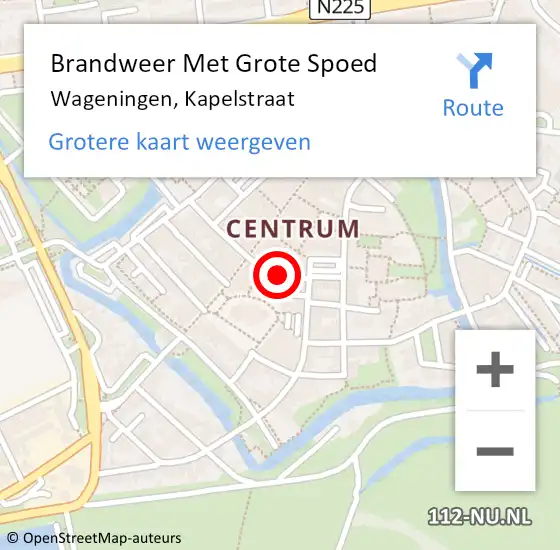 Locatie op kaart van de 112 melding: Brandweer Met Grote Spoed Naar Wageningen, Kapelstraat op 11 september 2021 03:32