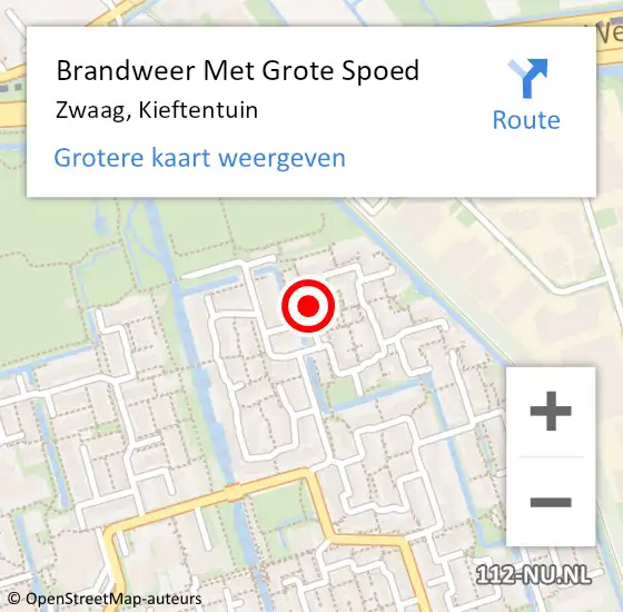 Locatie op kaart van de 112 melding: Brandweer Met Grote Spoed Naar Zwaag, Kieftentuin op 11 september 2021 03:41