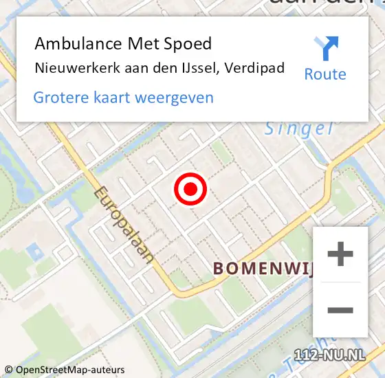 Locatie op kaart van de 112 melding: Ambulance Met Spoed Naar Nieuwerkerk aan den IJssel, Verdipad op 11 september 2021 04:06