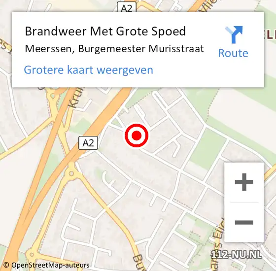 Locatie op kaart van de 112 melding: Brandweer Met Grote Spoed Naar Meerssen, Burgemeester Murisstraat op 11 september 2021 04:23