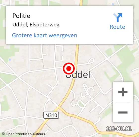 Locatie op kaart van de 112 melding: Politie Uddel, Elspeterweg op 11 september 2021 05:02