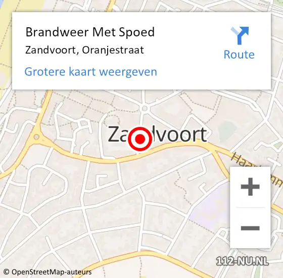 Locatie op kaart van de 112 melding: Brandweer Met Spoed Naar Zandvoort, Oranjestraat op 11 september 2021 05:22