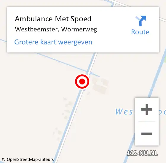 Locatie op kaart van de 112 melding: Ambulance Met Spoed Naar Westbeemster, Wormerweg op 11 september 2021 05:29