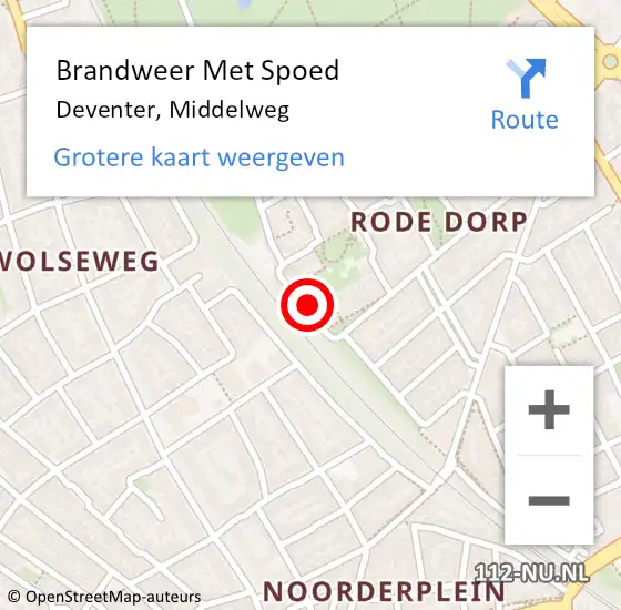 Locatie op kaart van de 112 melding: Brandweer Met Spoed Naar Deventer, Middelweg op 11 september 2021 06:39