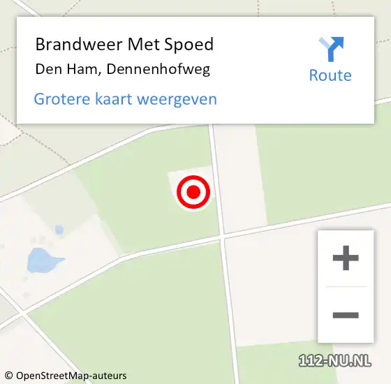 Locatie op kaart van de 112 melding: Brandweer Met Spoed Naar Den Ham, Dennenhofweg op 11 september 2021 07:24