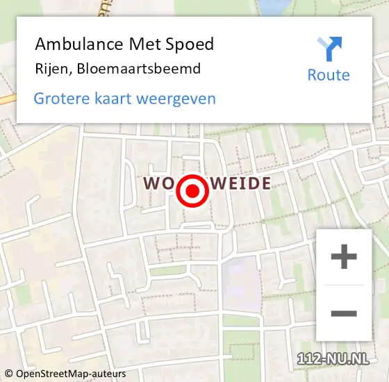 Locatie op kaart van de 112 melding: Ambulance Met Spoed Naar Rijen, Bloemaartsbeemd op 22 juni 2014 16:02