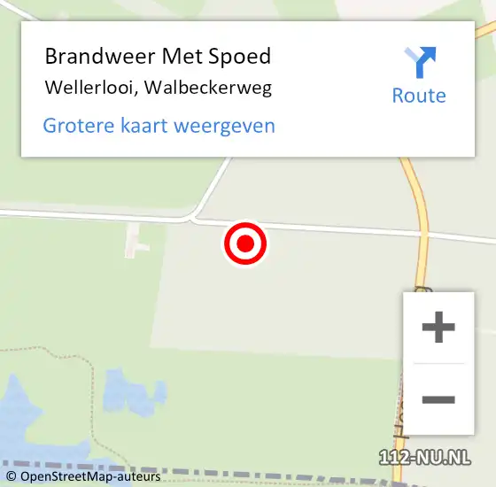 Locatie op kaart van de 112 melding: Brandweer Met Spoed Naar Wellerlooi, Walbeckerweg op 11 september 2021 08:52