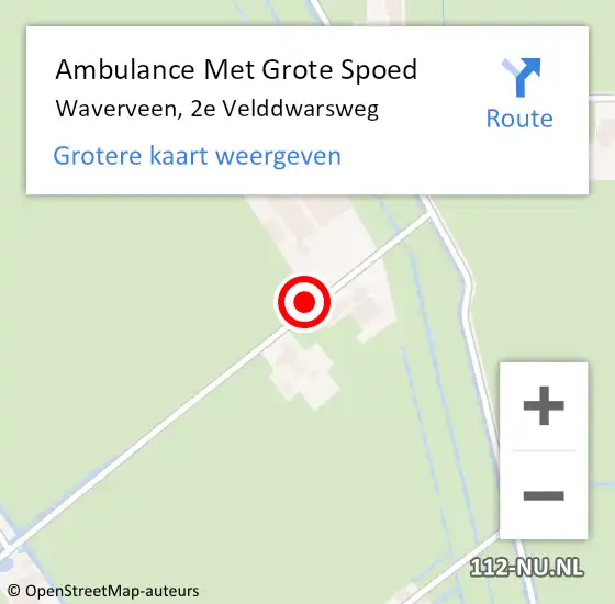 Locatie op kaart van de 112 melding: Ambulance Met Grote Spoed Naar Waverveen, 2e Velddwarsweg op 11 september 2021 09:02