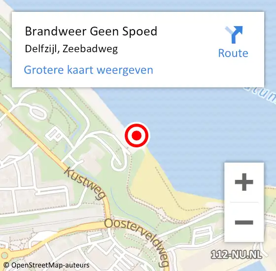 Locatie op kaart van de 112 melding: Brandweer Geen Spoed Naar Delfzijl, Zeebadweg op 22 juni 2014 16:05
