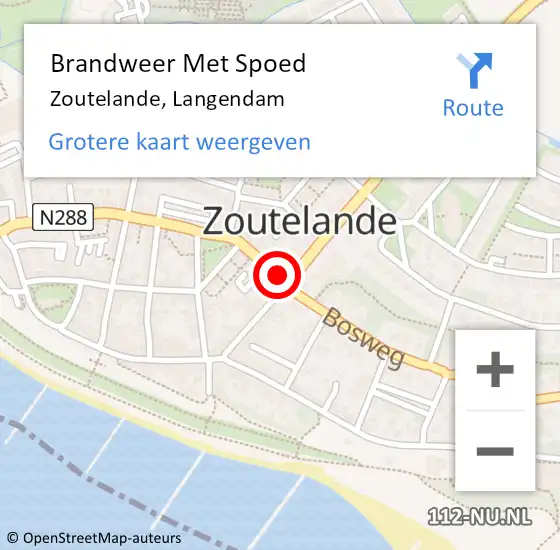 Locatie op kaart van de 112 melding: Brandweer Met Spoed Naar Zoutelande, Langendam op 11 september 2021 09:32