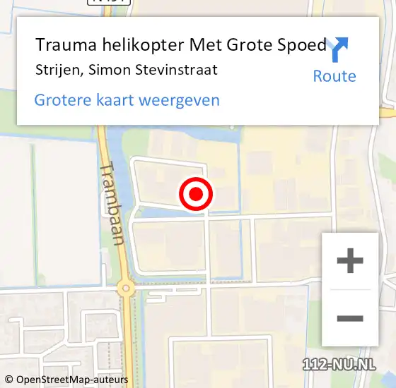 Locatie op kaart van de 112 melding: Trauma helikopter Met Grote Spoed Naar Strijen, Simon Stevinstraat op 11 september 2021 09:39
