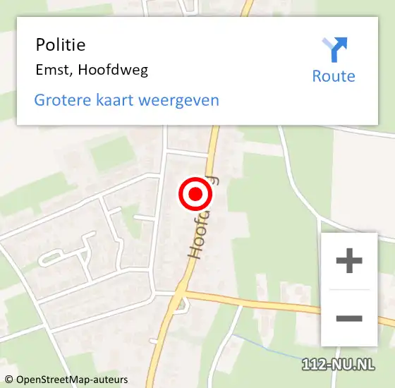 Locatie op kaart van de 112 melding: Politie Emst, Hoofdweg op 11 september 2021 10:13