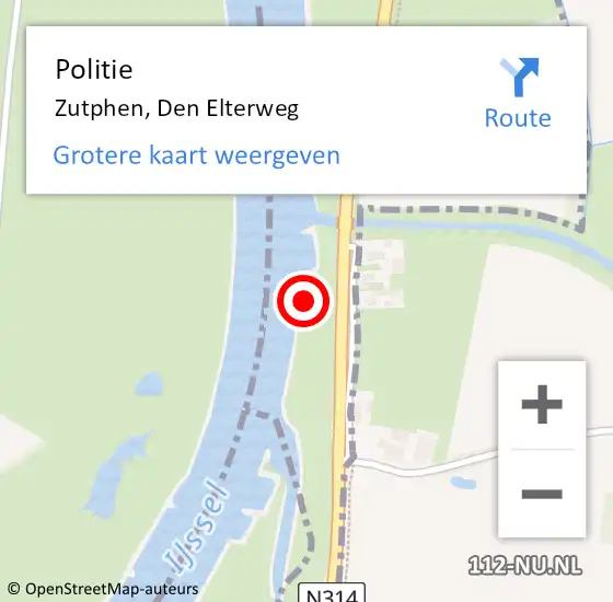 Locatie op kaart van de 112 melding: Politie Zutphen, Den Elterweg op 11 september 2021 10:18