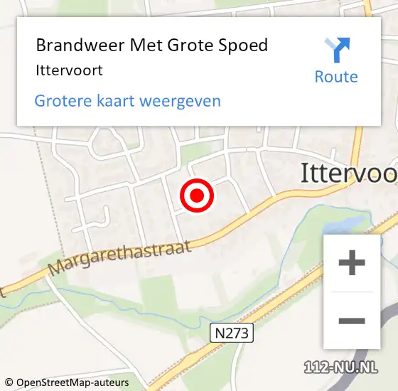 Locatie op kaart van de 112 melding: Brandweer Met Grote Spoed Naar Ittervoort op 11 september 2021 10:44