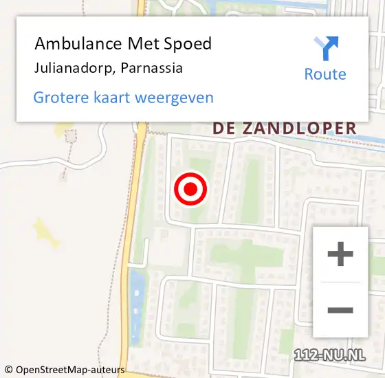 Locatie op kaart van de 112 melding: Ambulance Met Spoed Naar Julianadorp, Parnassia op 11 september 2021 10:56