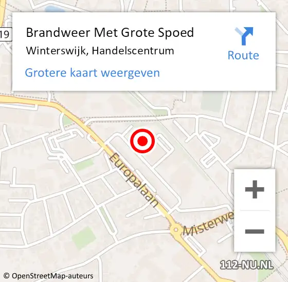 Locatie op kaart van de 112 melding: Brandweer Met Grote Spoed Naar Winterswijk, Handelscentrum op 11 september 2021 11:09