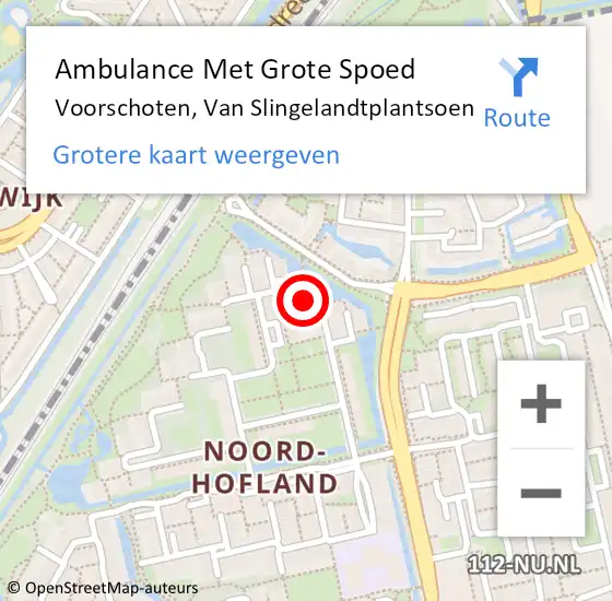 Locatie op kaart van de 112 melding: Ambulance Met Grote Spoed Naar Voorschoten, Van Slingelandtplantsoen op 11 september 2021 11:19