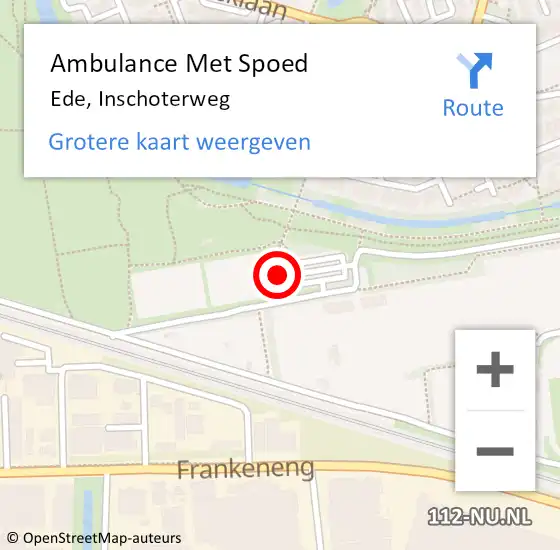 Locatie op kaart van de 112 melding: Ambulance Met Spoed Naar Ede, Inschoterweg op 11 september 2021 11:31