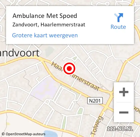 Locatie op kaart van de 112 melding: Ambulance Met Spoed Naar Zandvoort, Haarlemmerstraat op 11 september 2021 11:49