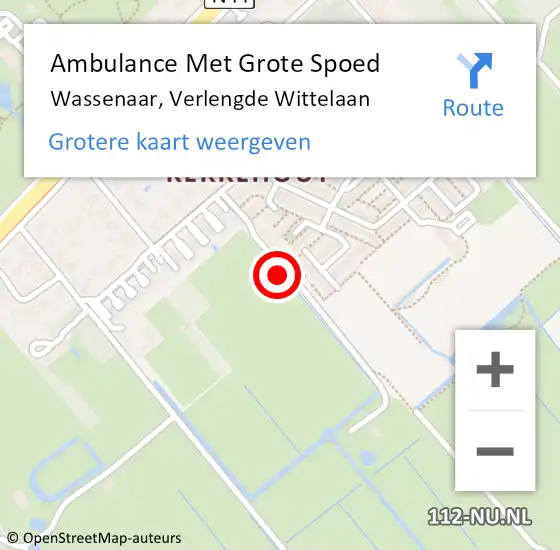 Locatie op kaart van de 112 melding: Ambulance Met Grote Spoed Naar Wassenaar, Verlengde Wittelaan op 11 september 2021 11:59