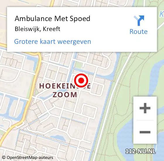 Locatie op kaart van de 112 melding: Ambulance Met Spoed Naar Bleiswijk, Kreeft op 11 september 2021 12:37