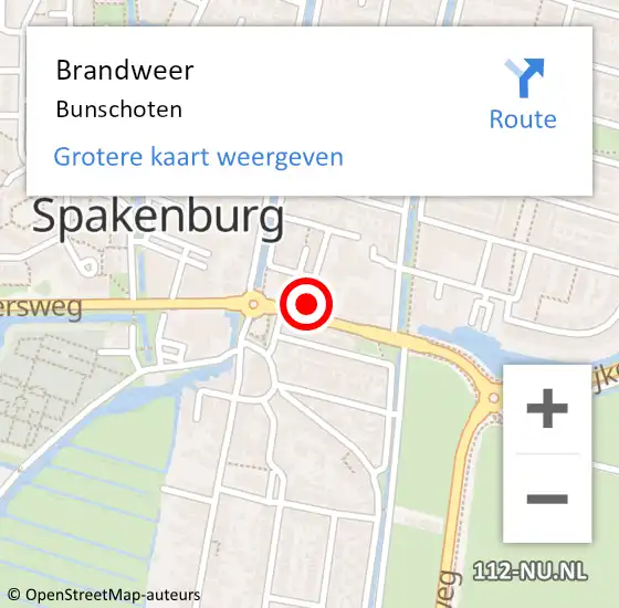 Locatie op kaart van de 112 melding: Brandweer Bunschoten op 11 september 2021 12:53