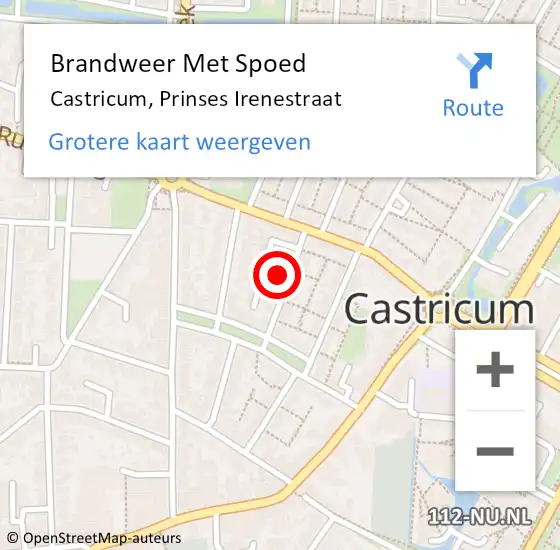 Locatie op kaart van de 112 melding: Brandweer Met Spoed Naar Castricum, Prinses Irenestraat op 11 september 2021 13:09