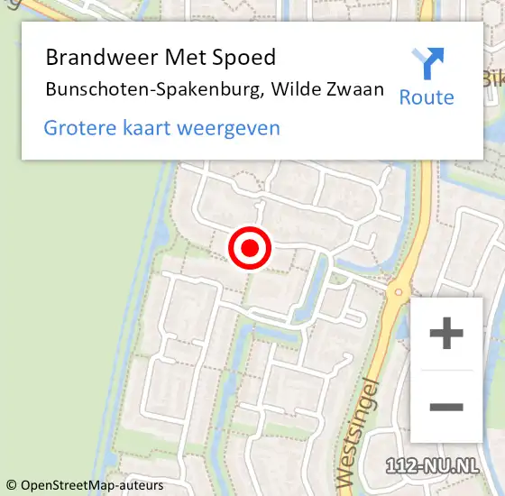 Locatie op kaart van de 112 melding: Brandweer Met Spoed Naar Bunschoten-Spakenburg, Wilde Zwaan op 11 september 2021 13:09