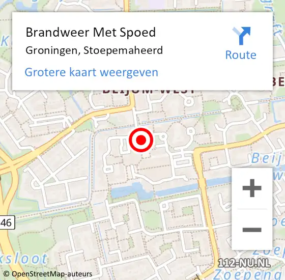 Locatie op kaart van de 112 melding: Brandweer Met Spoed Naar Groningen, Stoepemaheerd op 11 september 2021 13:26