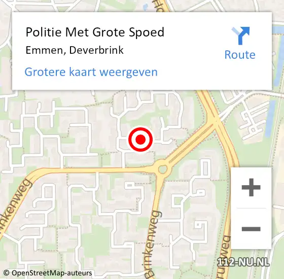 Locatie op kaart van de 112 melding: Politie Met Grote Spoed Naar Emmen, Deverbrink op 11 september 2021 13:44