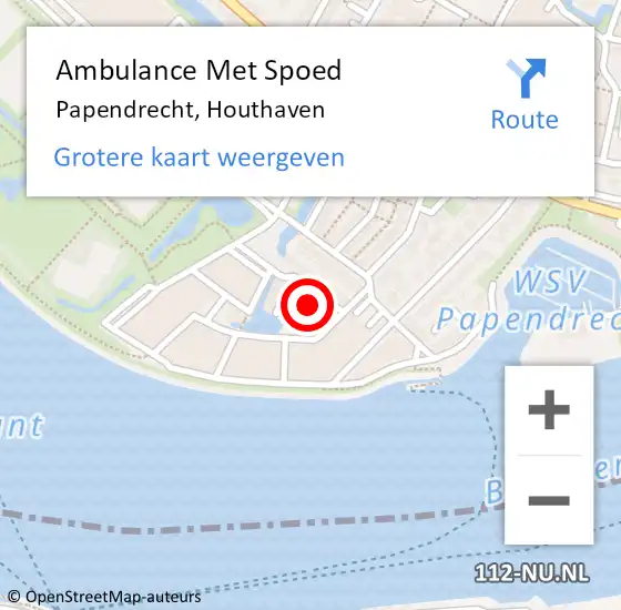 Locatie op kaart van de 112 melding: Ambulance Met Spoed Naar Papendrecht, Houthaven op 11 september 2021 13:45