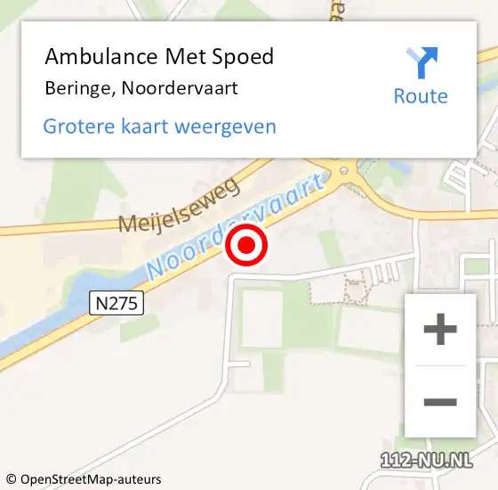 Locatie op kaart van de 112 melding: Ambulance Met Spoed Naar Beringe, Noordervaart op 11 september 2021 14:08