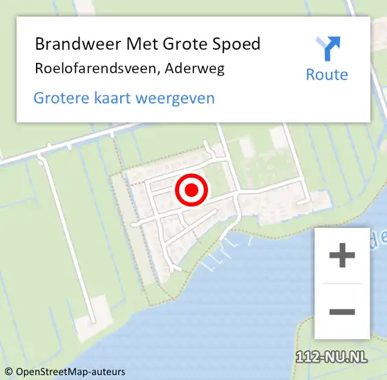 Locatie op kaart van de 112 melding: Brandweer Met Grote Spoed Naar Roelofarendsveen, Aderweg op 11 september 2021 14:12