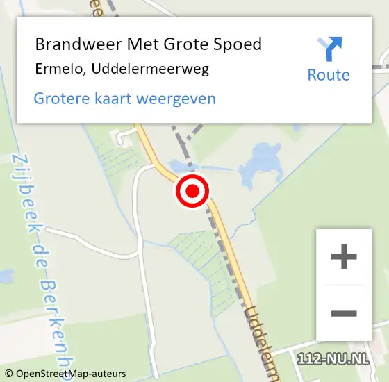 Locatie op kaart van de 112 melding: Brandweer Met Grote Spoed Naar Ermelo, Uddelermeerweg op 22 juni 2014 16:36