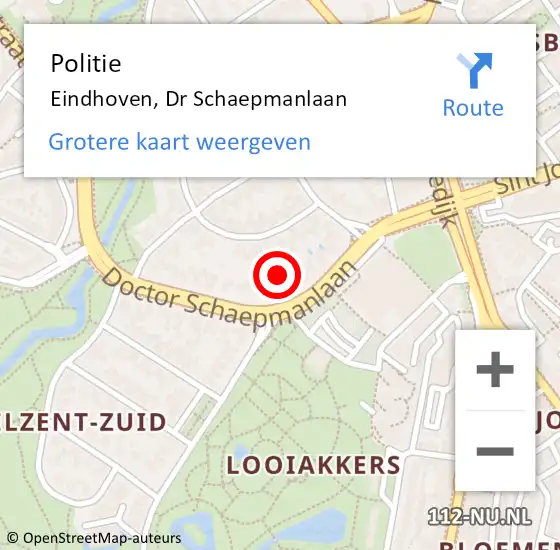 Locatie op kaart van de 112 melding: Politie Eindhoven, Dr Schaepmanlaan op 11 september 2021 14:19