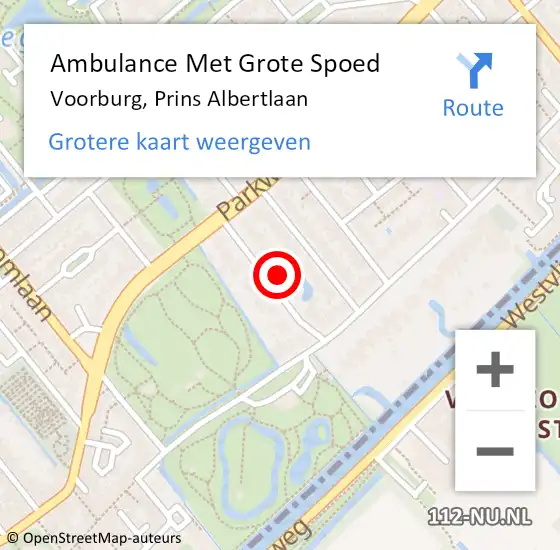 Locatie op kaart van de 112 melding: Ambulance Met Grote Spoed Naar Voorburg, Prins Albertlaan op 11 september 2021 14:43