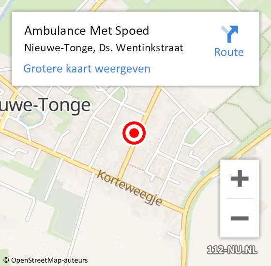 Locatie op kaart van de 112 melding: Ambulance Met Spoed Naar Nieuwe-Tonge, Ds. Wentinkstraat op 11 september 2021 15:18