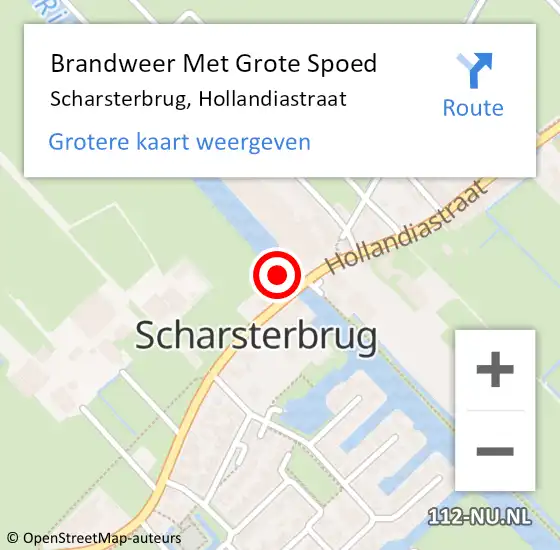 Locatie op kaart van de 112 melding: Brandweer Met Grote Spoed Naar Scharsterbrug, Hollandiastraat op 11 september 2021 15:25