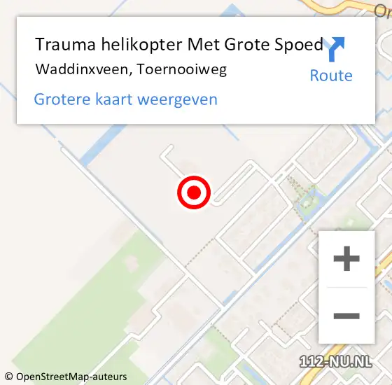 Locatie op kaart van de 112 melding: Trauma helikopter Met Grote Spoed Naar Waddinxveen, Toernooiweg op 11 september 2021 15:39