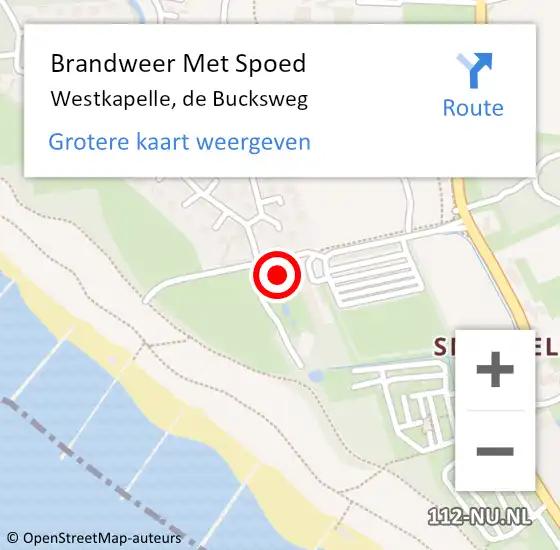 Locatie op kaart van de 112 melding: Brandweer Met Spoed Naar Westkapelle, de Bucksweg op 11 september 2021 15:44