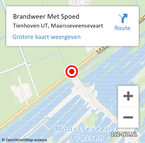 Locatie op kaart van de 112 melding: Brandweer Met Spoed Naar Tienhoven UT, Maarsseveensevaart op 5 oktober 2013 22:22