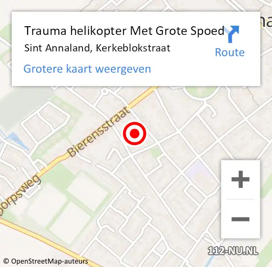 Locatie op kaart van de 112 melding: Trauma helikopter Met Grote Spoed Naar Sint Annaland, Kerkeblokstraat op 11 september 2021 16:06