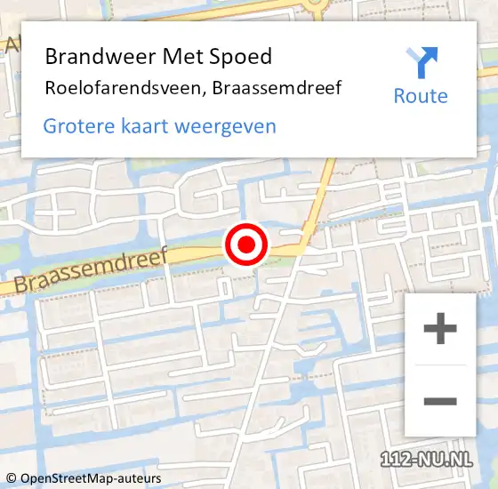 Locatie op kaart van de 112 melding: Brandweer Met Spoed Naar Roelofarendsveen, Braassemdreef op 11 september 2021 16:14